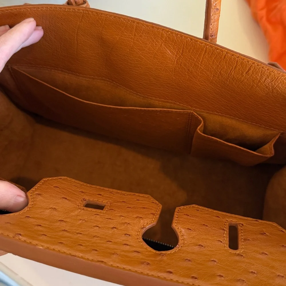 Custom Made Ostrich ‘Luxury Birkin’ 35 style bag - Picture 12 of 17